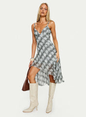 Murisa Asymmetrical Midi Dress Multi Check