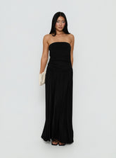Adalisa Strapless Ruched Maxi Dress Black