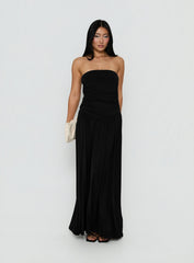 Adalisa Strapless Ruched Maxi Dress Black