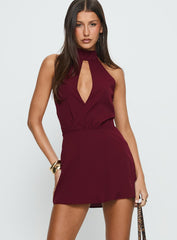 Chrystina Cut Out Playsuit Burgundy