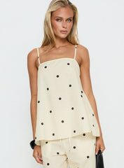 Bellara Longline Cami Top Yellow Polka