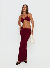 Delores Ruched Maxi Skirt Red