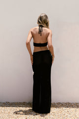 Monaco Sun Knit Halter Maxi Dress Black
