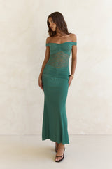 Always Dreaming Lace Off Shoulder Maxi Dress Teal
