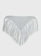 Briee Fringe Detail Hair Scarf Silver