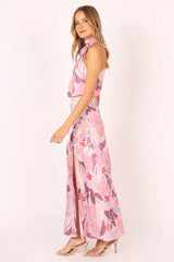 Amelia Halterneck Maxi Dress - Pink Floral