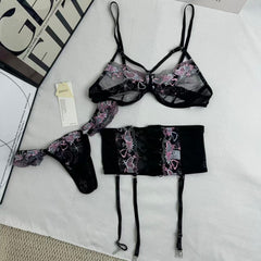 Embroidered Netting Three-Piece Set