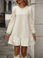 Puff Sleeve Ruffle Hem Mini Dress