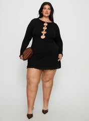 Dejonge Long Sleeve Ring Mini Dress Black Curve