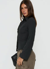 Anni Pinstripe Shirt Black