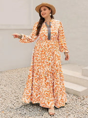 Plus Size Boho Floral Print Maxi Dress