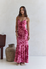Bed Of Flowers Mesh Maxi Dress Pink