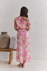 Hibiscus Off Shoulder Maxi Dress Pink