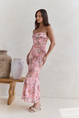 Flickering Flames Mesh Maxi Dress Pink