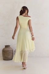 Whispered Secrets Mesh Long Sleeve Maxi Dress Yellow