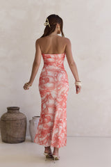 Dreaming Of Days Strapless Maxi Dress Orange