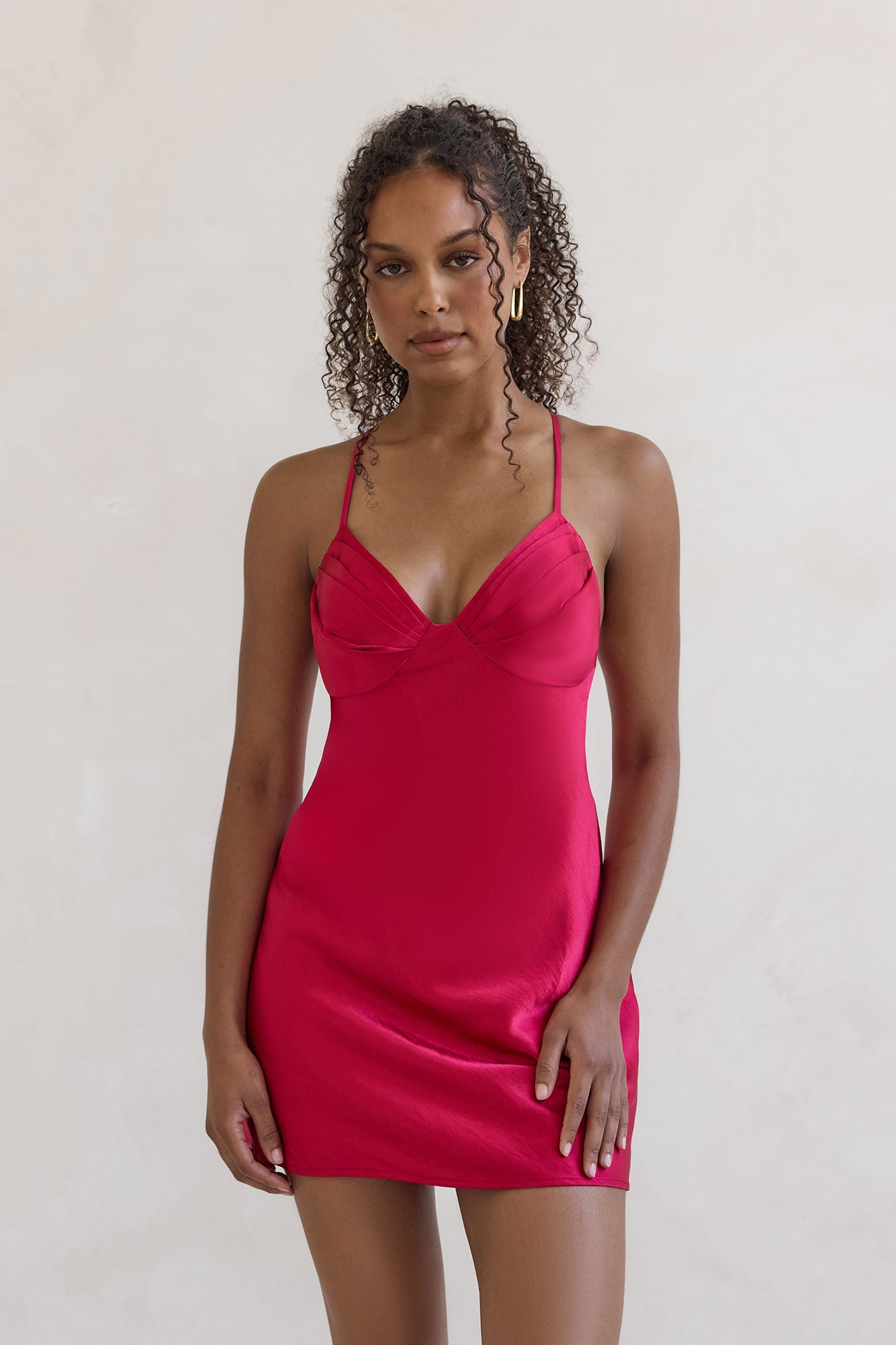 Skylines Satin Mini Dress Red