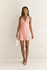 Higher And Higher Satin Halter Mini Dress Orange