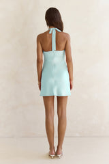 Alaya Satin Halter Mini Dress Blue