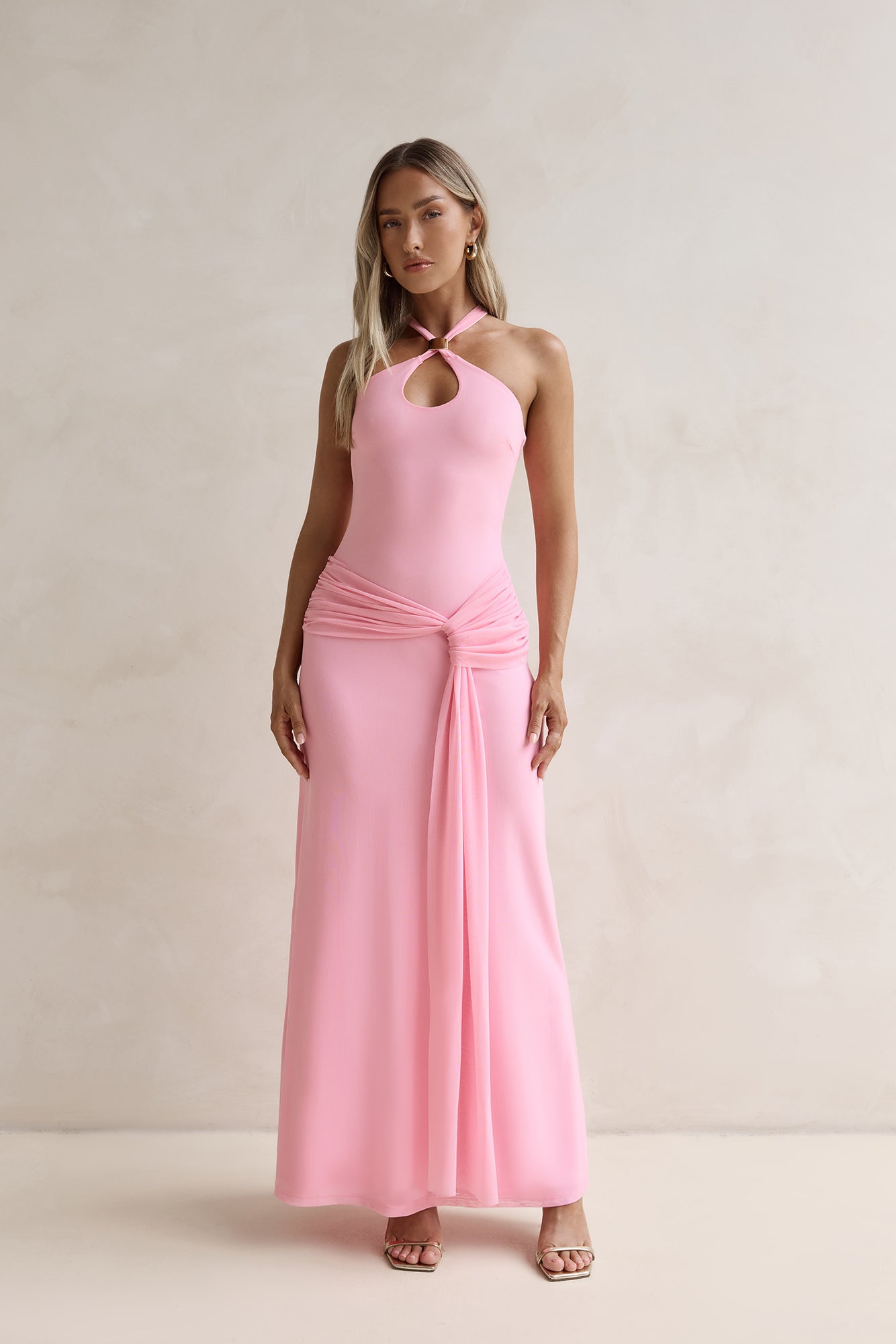Lost In Dreams Mesh Maxi Dress Pink