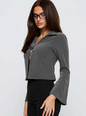 Around The Corner Long Sleeve Top Grey