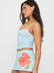Boril Top Mono Flower Blue / Orange