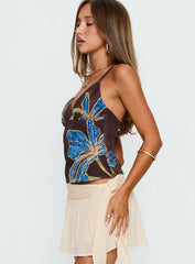 Azalee Cami Top Brown Floral