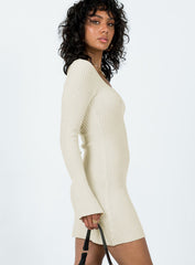Brownhall Long Sleeve Mini Dress Beige