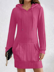 Ribbed Knit Hoodie Dress