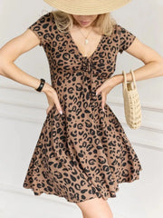 Full Size Tie Front V-Neck Mini Dress Plus Size