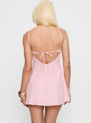 Dearly Embroidered Mini Dress Pink