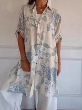 Full Size Floral Print Button-Up Shirt Dress Plus Size