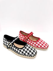 Gingham Mary-Jane Red Espadrille Flats