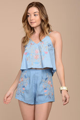 Aranza Chambray Top Blue
