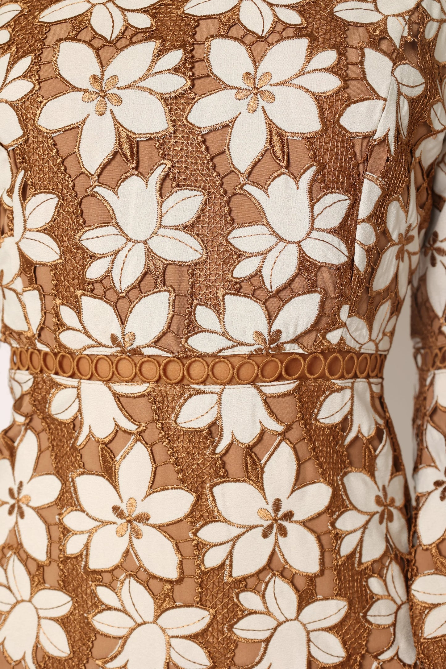 Pierre Long Sleeve Lace Maxi Dress - Mocha