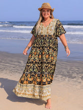 Plus Size Bohemian Floral Tiered Maxi Dress