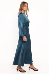 Remora Long Sleeve Midi Dress - Teal