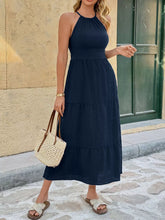 Tie Back Tiered Midi Dress