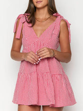 Gingham Tie-Shoulder Mini Dress