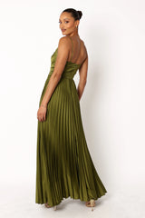 Naira Pleated Maxi Dress - Palm Green