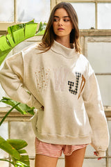 WWJD PATCHWORK NEUTRAL MOCKNECK