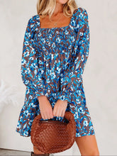 Smocked Bodice High Waist Ruffled Sleeve Floral Dress
