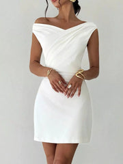 Elegant Off-Shoulder Draped Mini Dress