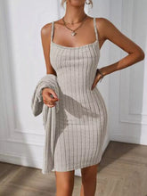 Ribbed Knit Bodycon Cami Dress with Cardigan