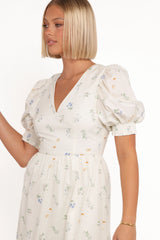 Steele Puff Sleeve Midi Dress - Floral