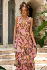 Echoes of Motion Chiffon Maxi Dress - Pink Multi