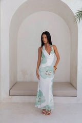 Seasons Pass Mesh Halter Maxi Dress White