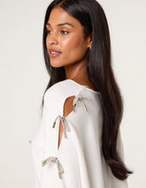 Diamante Bow Cut Out Sleeve Jumper