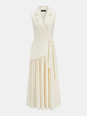 Sleeveless Belted Pleated Blazer Dress