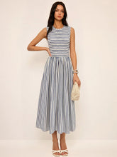 Striped Cotton Sleeveless Smocked Maxi Dress